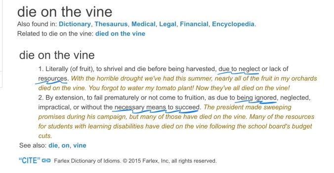 die on vine